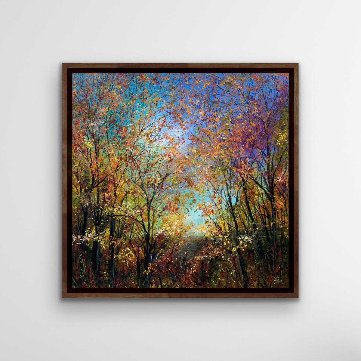 Glorious Autumn at Elnup Wood by Jan Rogers, Woodland painting [2022] For Sale 2