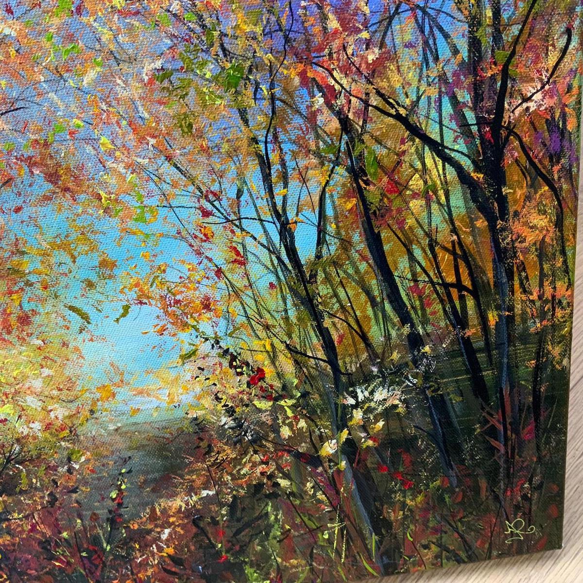 Glorious Autumn at Elnup Wood von Jan Rogers, Holzlandschaftsgemälde [ 2022] im Angebot 3