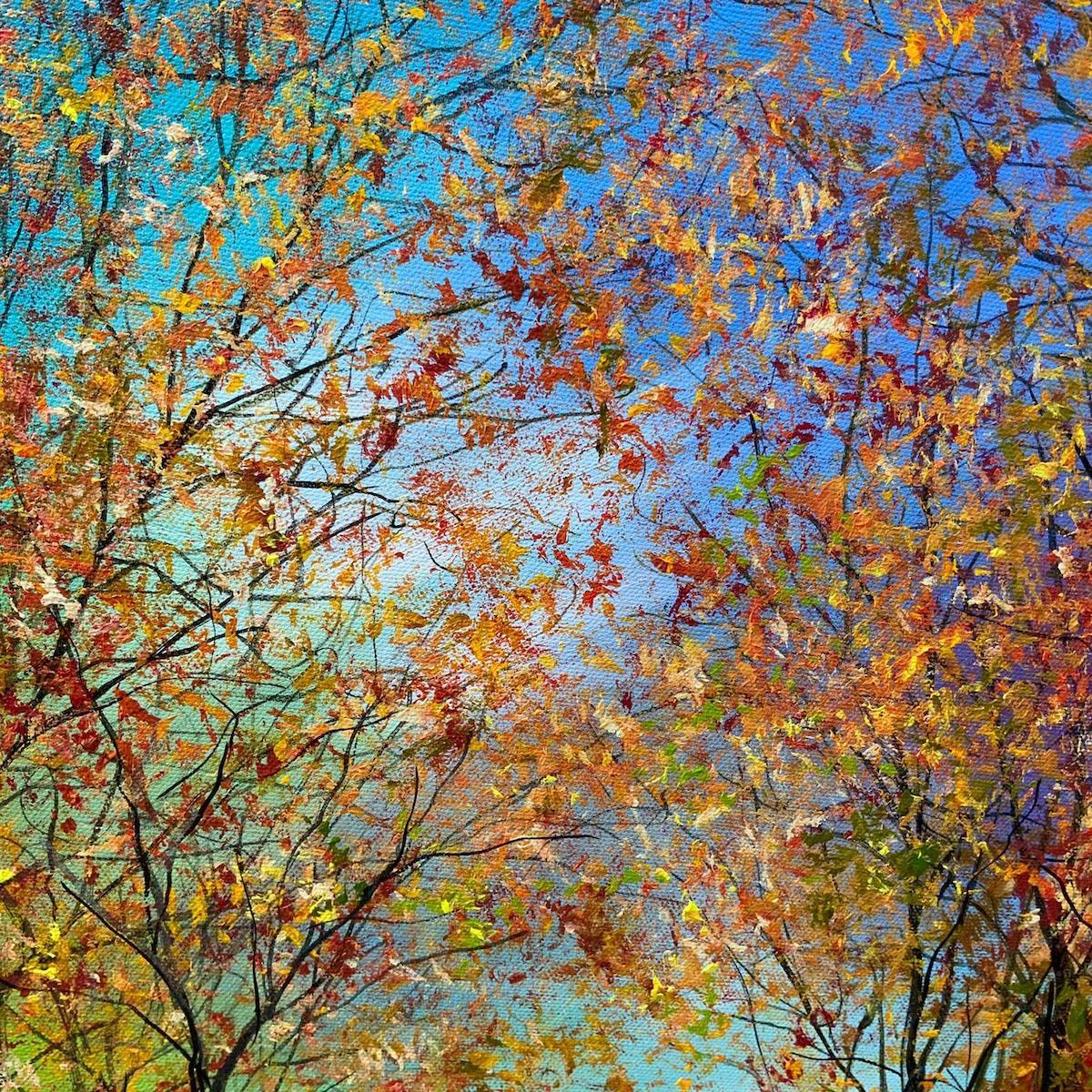 Glorious Autumn at Elnup Wood by Jan Rogers, Woodland painting [2022] For Sale 4