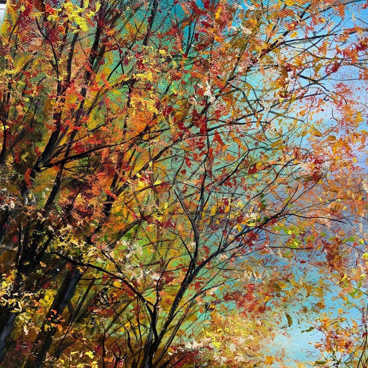 Glorious Autumn at Elnup Wood by Jan Rogers, Woodland painting [2022] For Sale 5