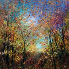 Glorious Autumn at Elnup Wood by Jan Rogers, Woodland painting [2022]