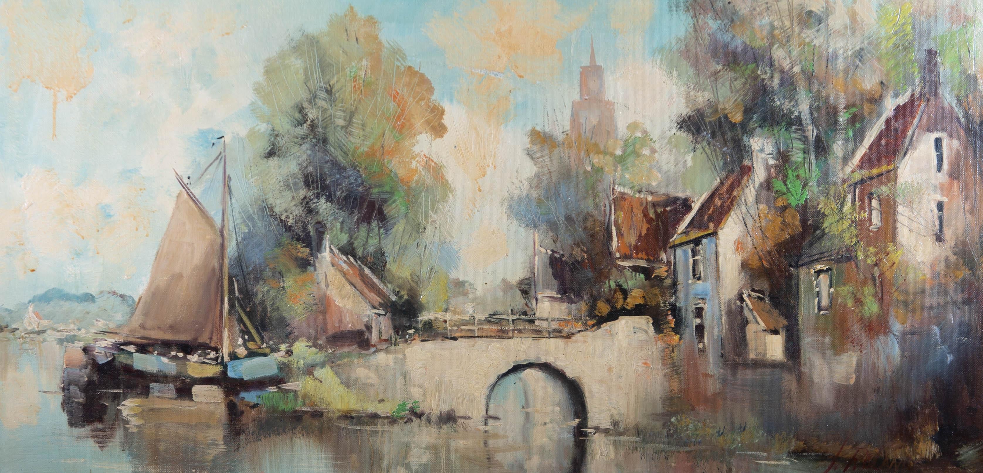 Jan Rolands (1913-1998) - 20th Century Oil, River Scene 1