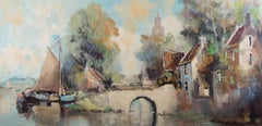 Jan Rolands (1913-1998) - Huile du 20e siècle, Scène de rivière