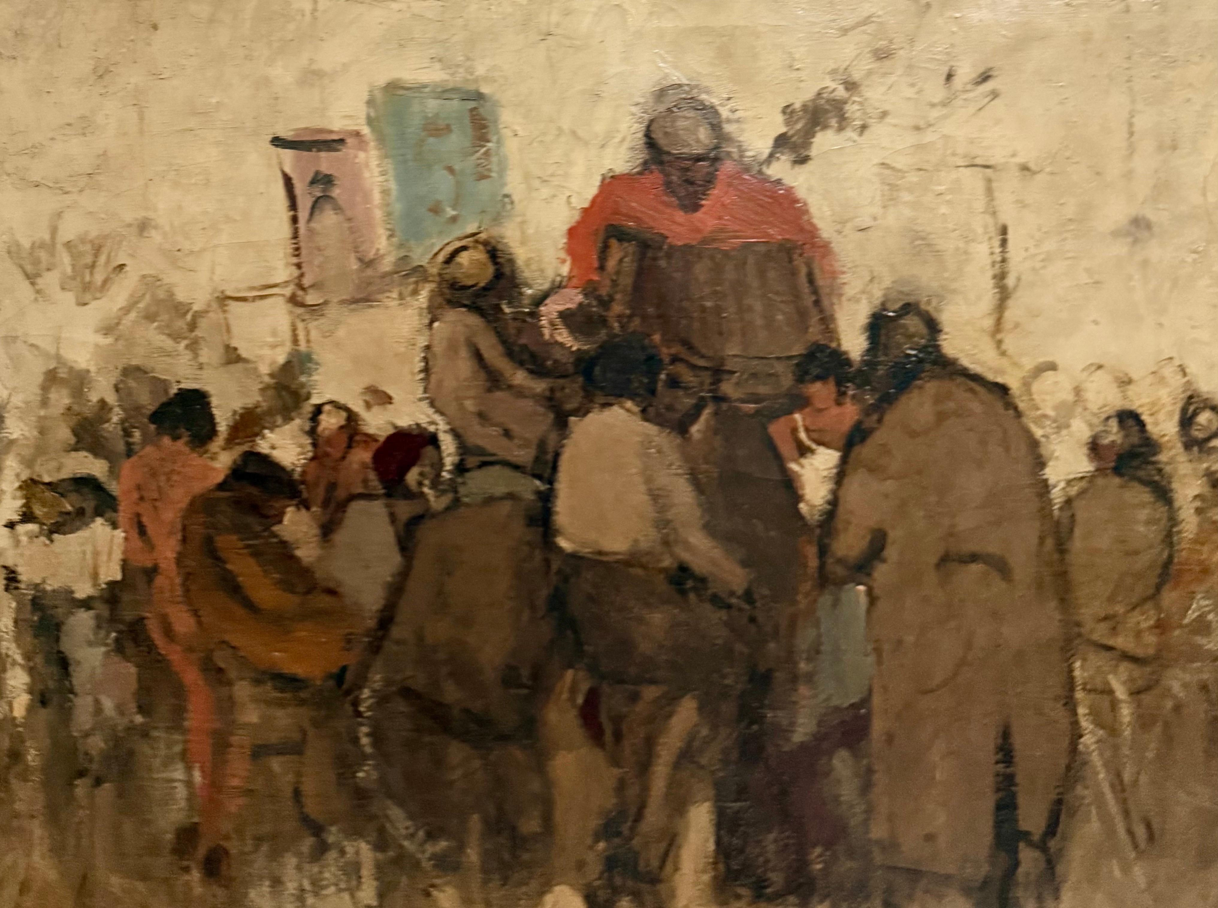 Grande peinture à l'huile expressionniste néerlandaise Accordéoniste, danse, café Jan Rylaarsdam en vente 1