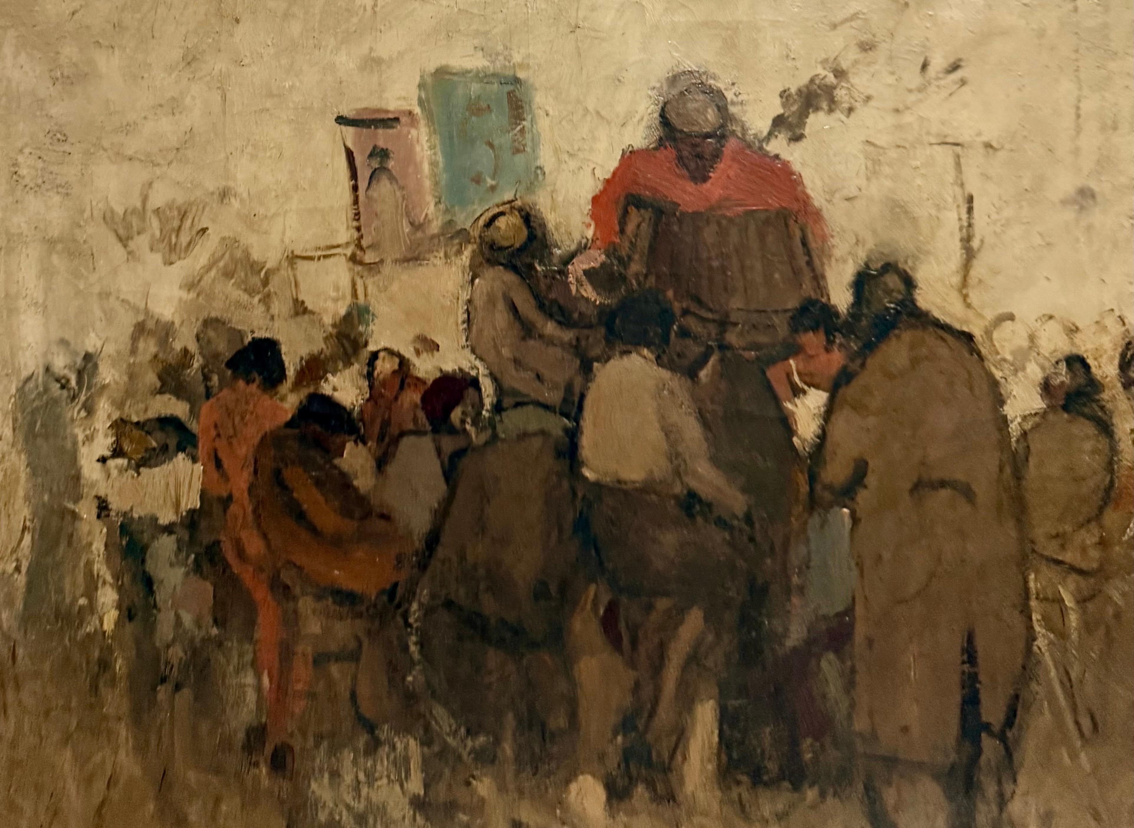 Grande peinture à l'huile expressionniste néerlandaise Accordéoniste, danse, café Jan Rylaarsdam en vente 2