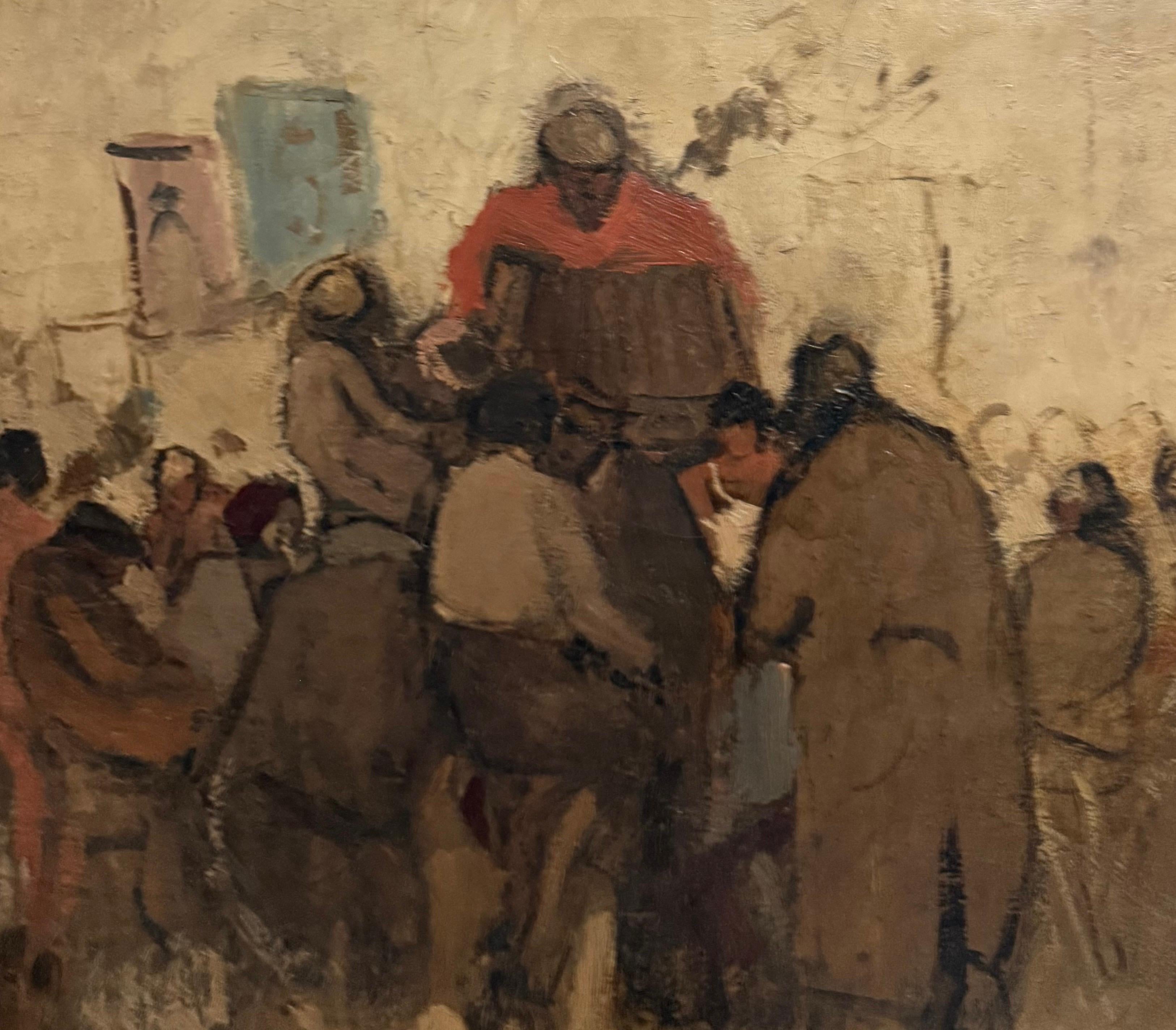 Grande peinture à l'huile expressionniste néerlandaise Accordéoniste, danse, café Jan Rylaarsdam en vente 5