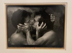 Two Men Kissing, Vintage Gelatin Silver, Hand-Tinted Portrait by Jan Saudek 