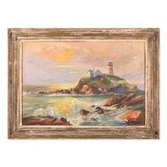 Jan Senbergs  (Nato nel 1939) Australia Artista Olio "Veduta dell'isola