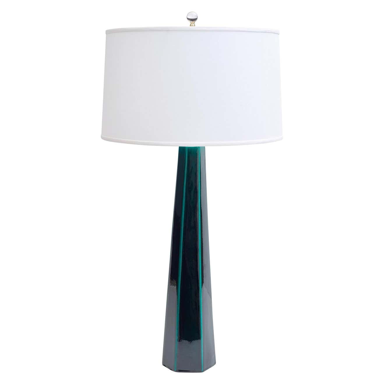 Customizable Jan Showers Luxor Column Table Lamp with Ivory Linen Shade ...
