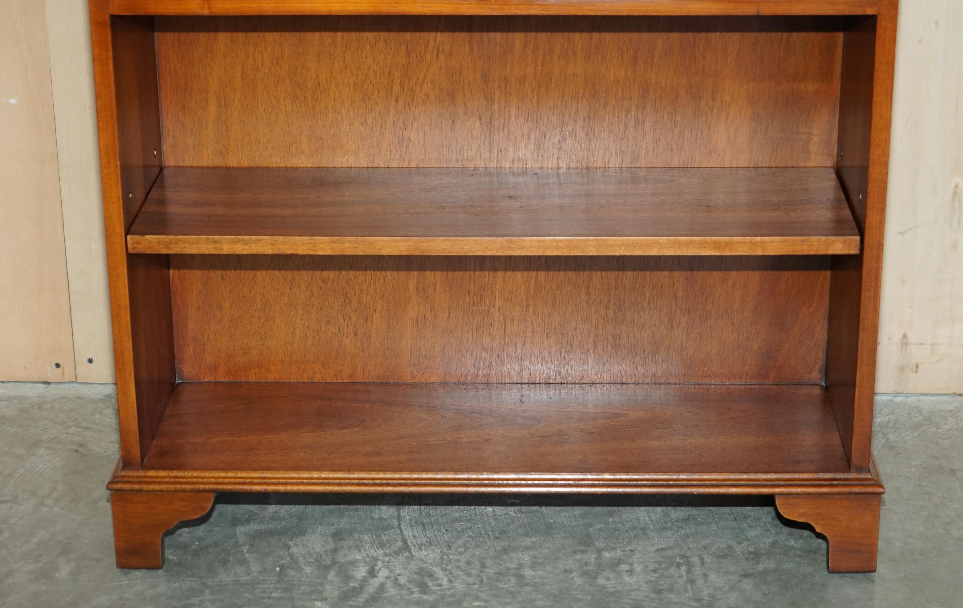 English Jan Smith Furniture Burr Walnut Dwarf Twin Drawer Library Open Bookcase For Sale