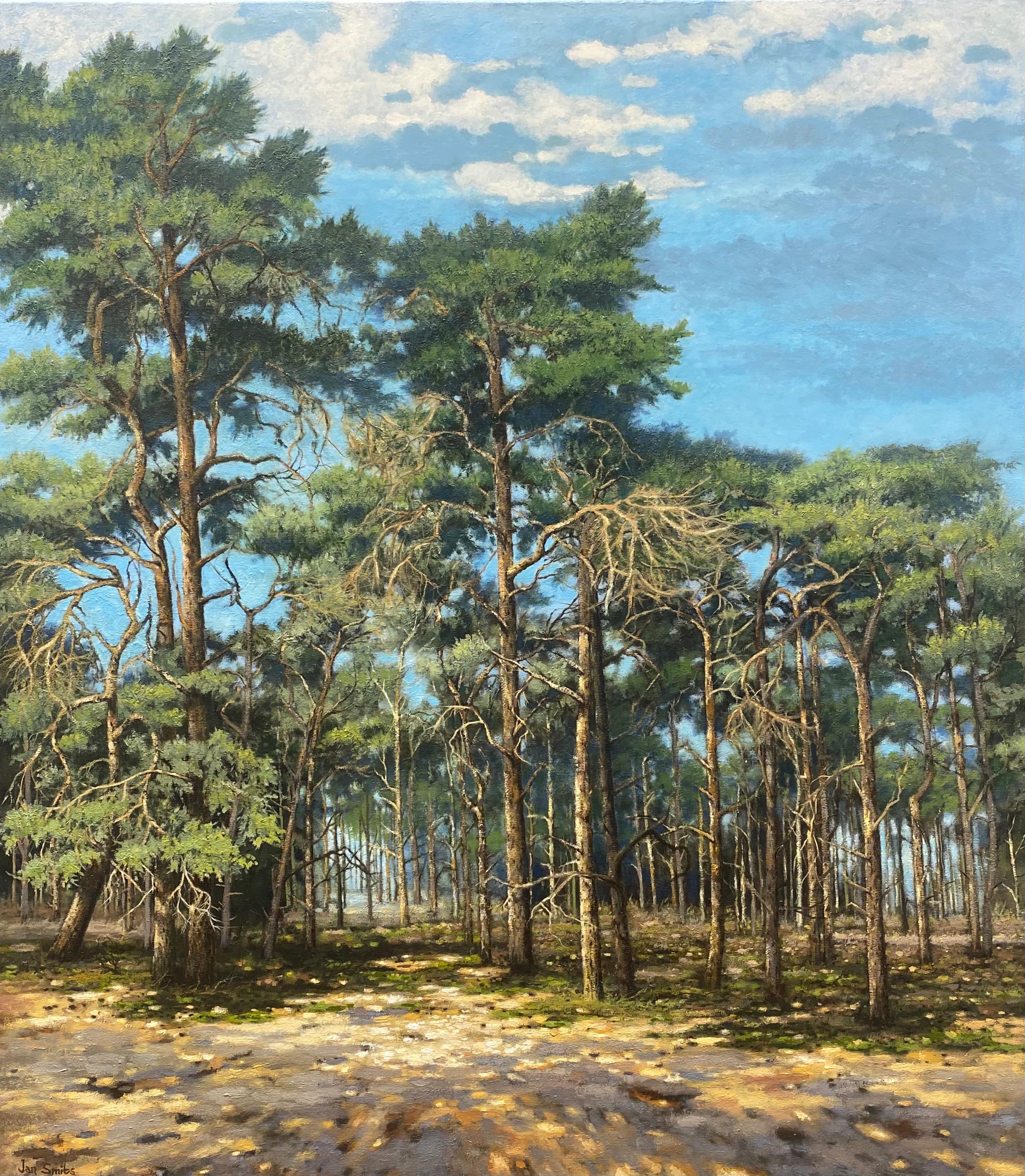 Pine Trees 21st Century Contemporary Dutch Landscape Painting of a Forest