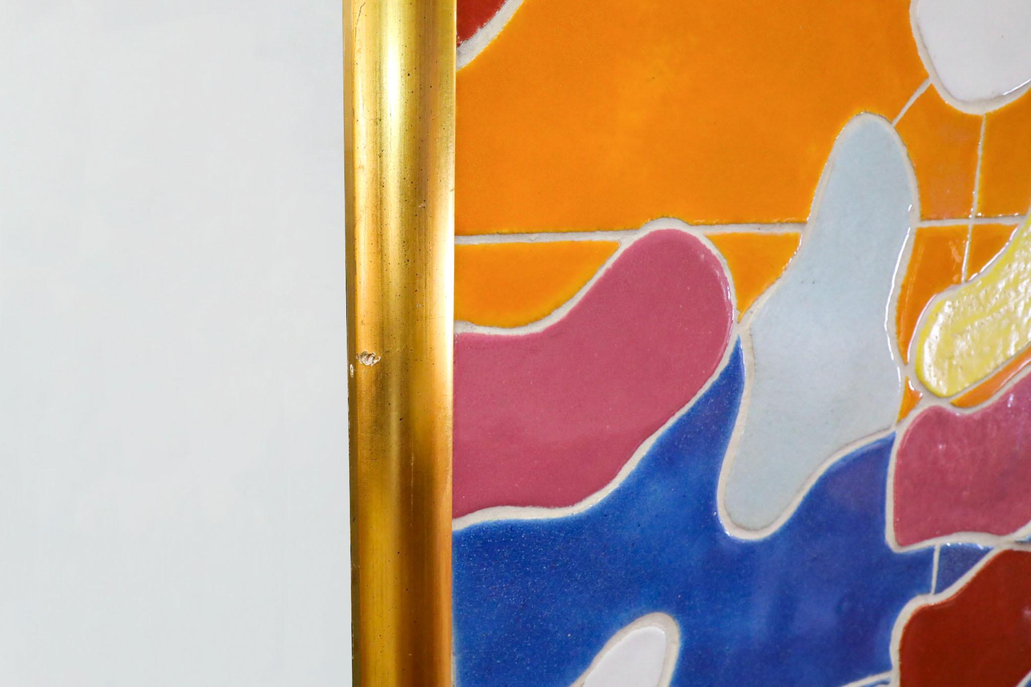 Ceramica Jan Snoeck, grande opera d'arte su piastrelle di ceramica con cornice dorata in vendita