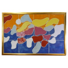 Jan Snoeck Large Ceramic Tile Art with Gold Frame