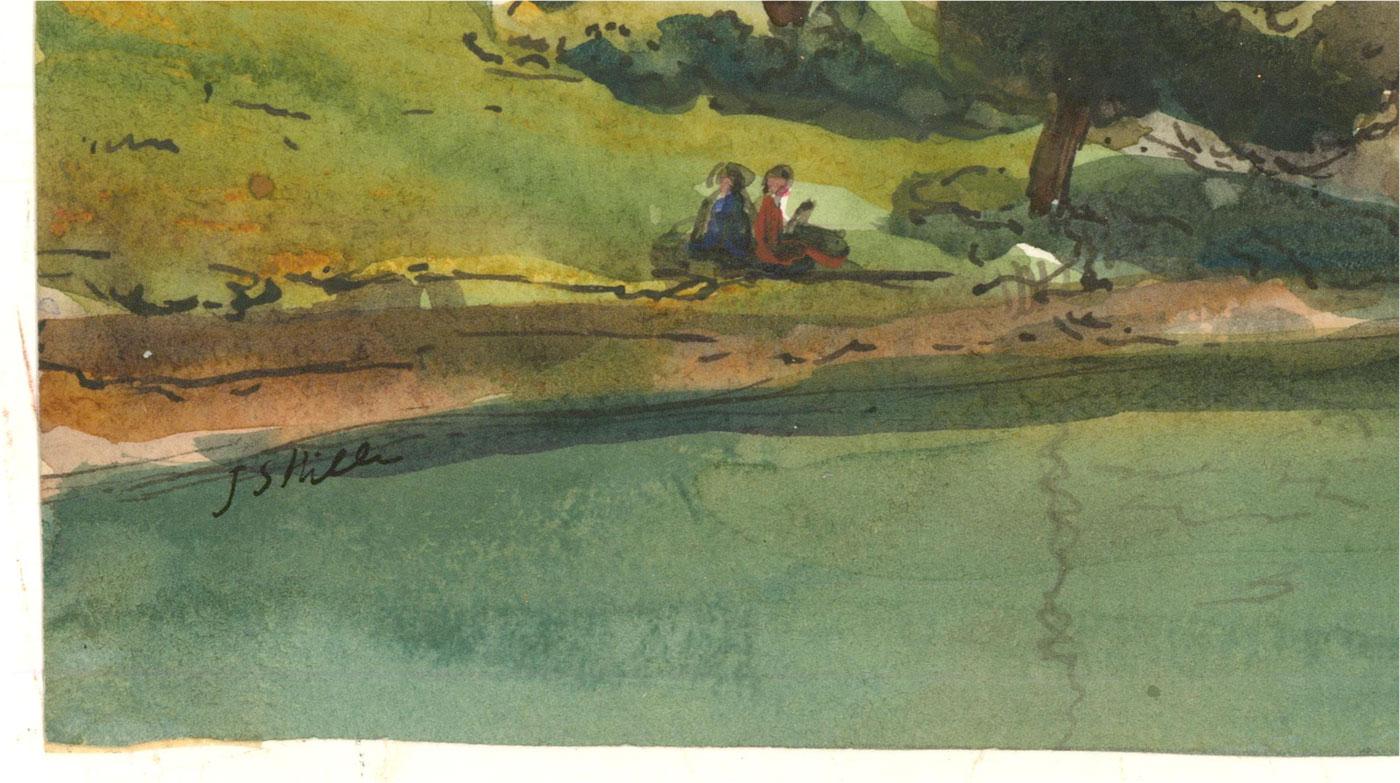 Jan Stanley Hiller (b.1918) - Mid 20th Century Watercolour, Beside The Lake For Sale 1