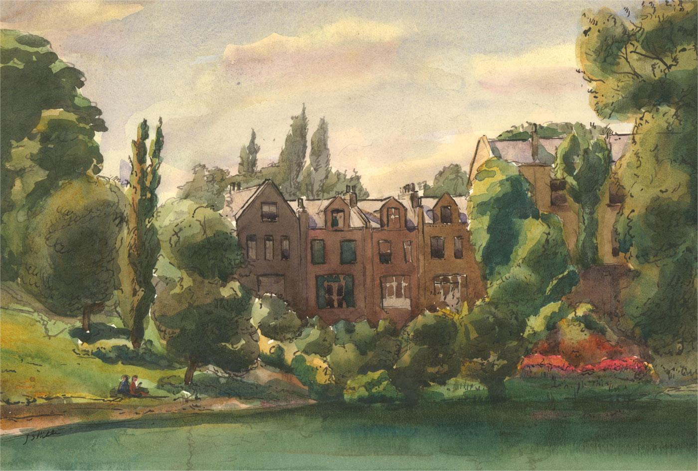 Jan Stanley Hiller (b.1918) - Mid 20th Century Watercolour, Beside The Lake For Sale 2