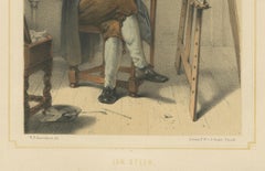 Jan Steen - Niederländischer Genremaler bei der Arbeit, handkolorierte Lithographie aus dem 19.