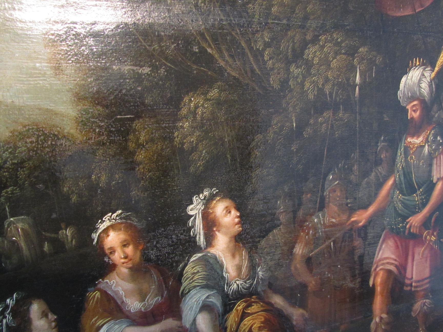 Vintage painting by Tengnagel Jan 1584-1635 - The meeting of David and Abigail - Gray Portrait Painting by Jan Tengnagel