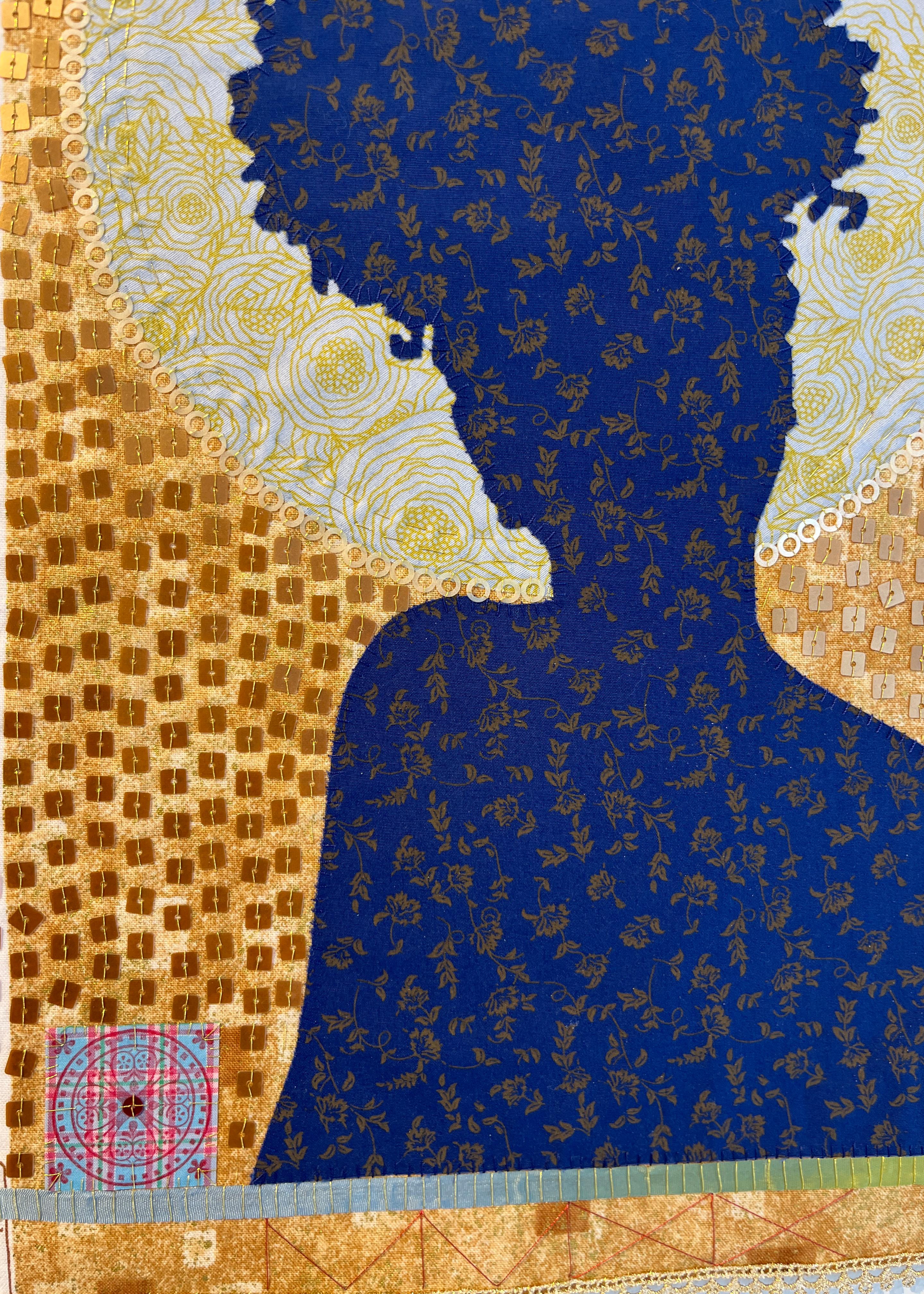 Untitled MM9, silhouette, motif, textile, icône, or, bleu, rouge en vente 8