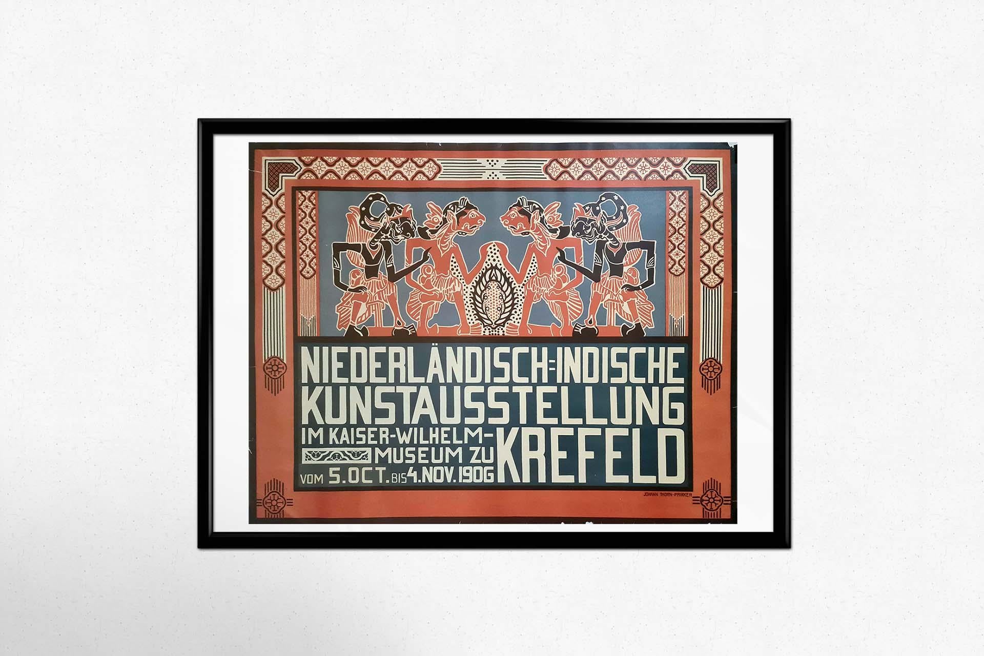 1906 original poster Niederlandisch Indische Kunstausstellung Krefeld - Art Nouveau Print by Johan Thorn Prikker