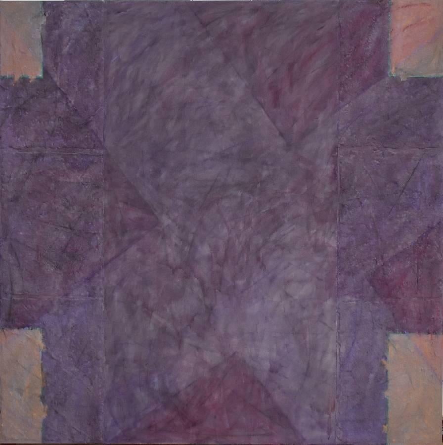 Jan Tips Rowe Abstract Painting - "Archetectual Series #55"  Purples and Lavenders Large Abstract Impressionist