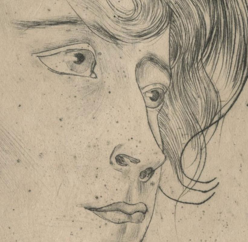 Woman's Head (Vrouwekop), Marguerite Adolphine Helfrich  - Beige Figurative Print by Jan Toorop