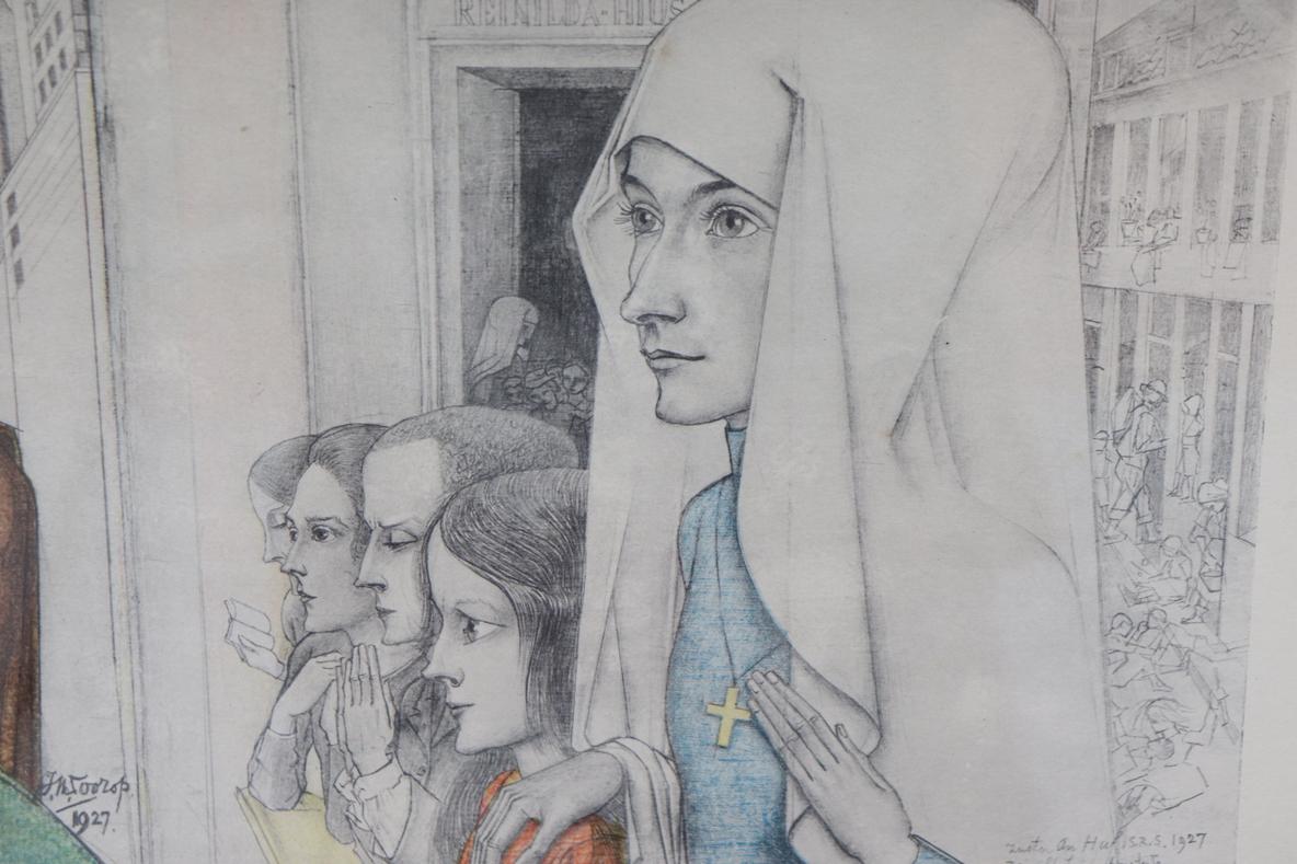 Gerahmter Druck „The Sacrifice“ von Jan Toorop, 1926 (Niederländisch) im Angebot