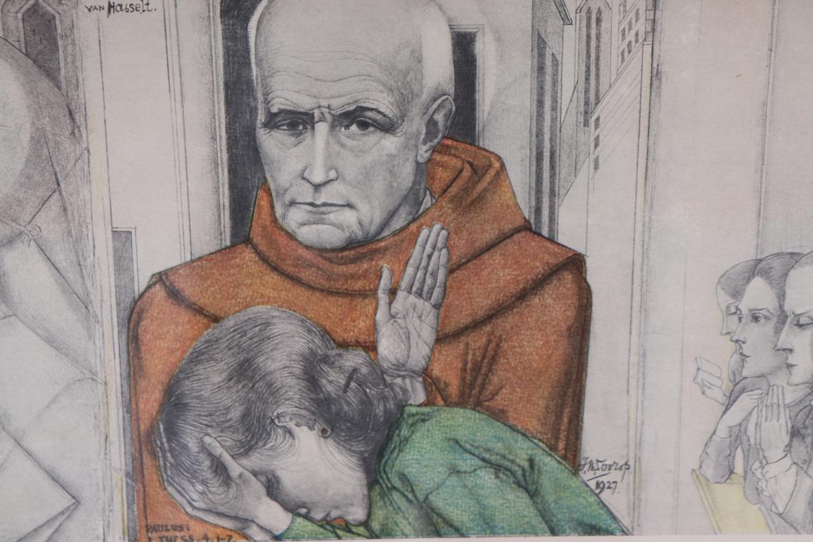 Gerahmter Druck „The Sacrifice“ von Jan Toorop, 1926 im Zustand „Gut“ im Angebot in Los Angeles, CA