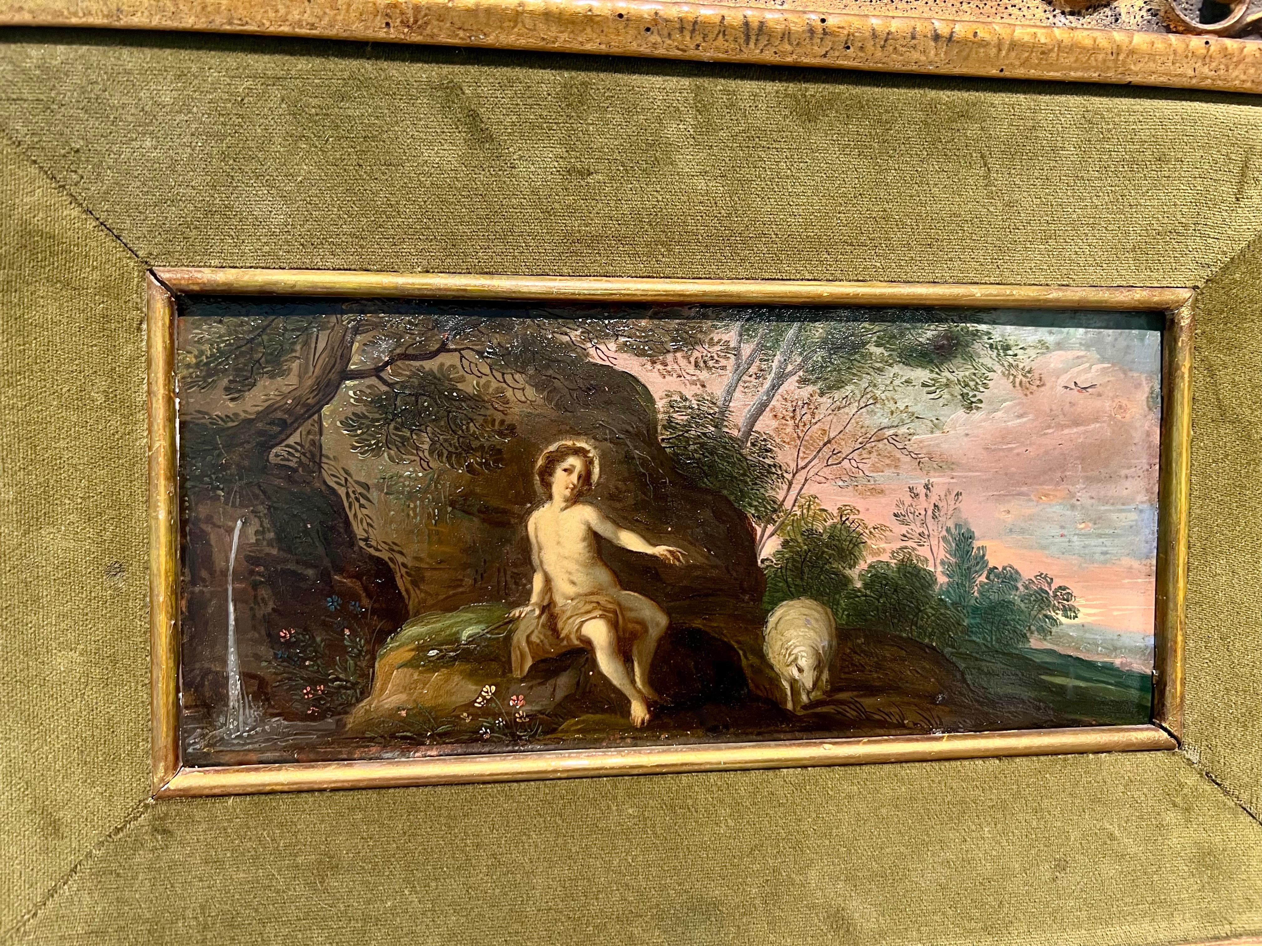 17th century religious old master oil - St. John the Baptist in a landscape - Old Masters Painting by Jan Van Balen