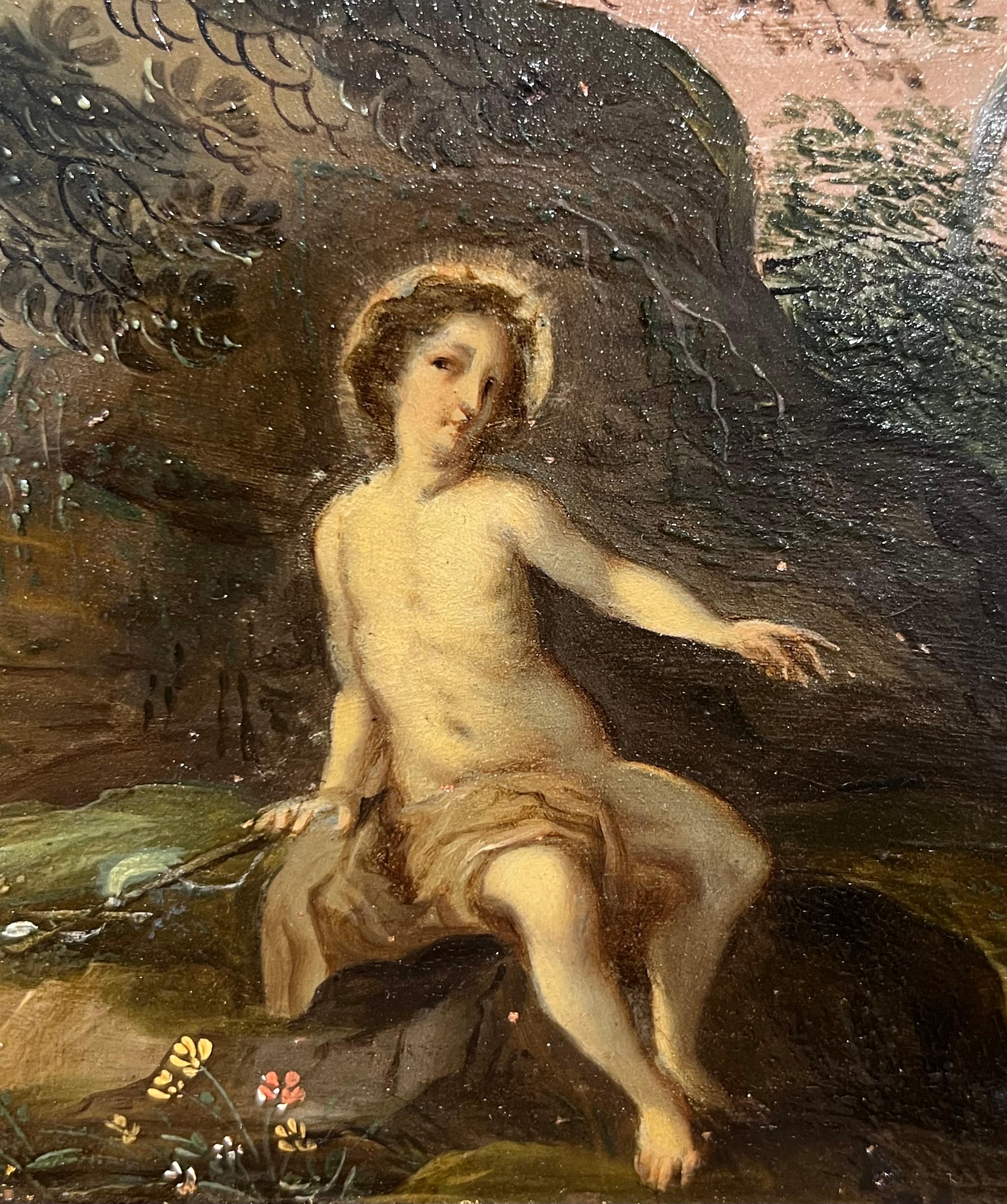 17th century oil on copper - St. John the Baptist in a landscape with the Lamb

The very finely and delicately painting depicts St. John in a vast landscape, with a vibrant sunset colouring the sky in pink and golden hues, further highlighting the