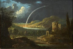 River Landscape with Shepherds and Architecture, a painting by Jan van Bunnik