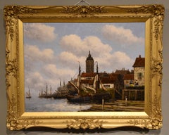 Oil Painting Pair by Jan Van Couver 'Canal Views'