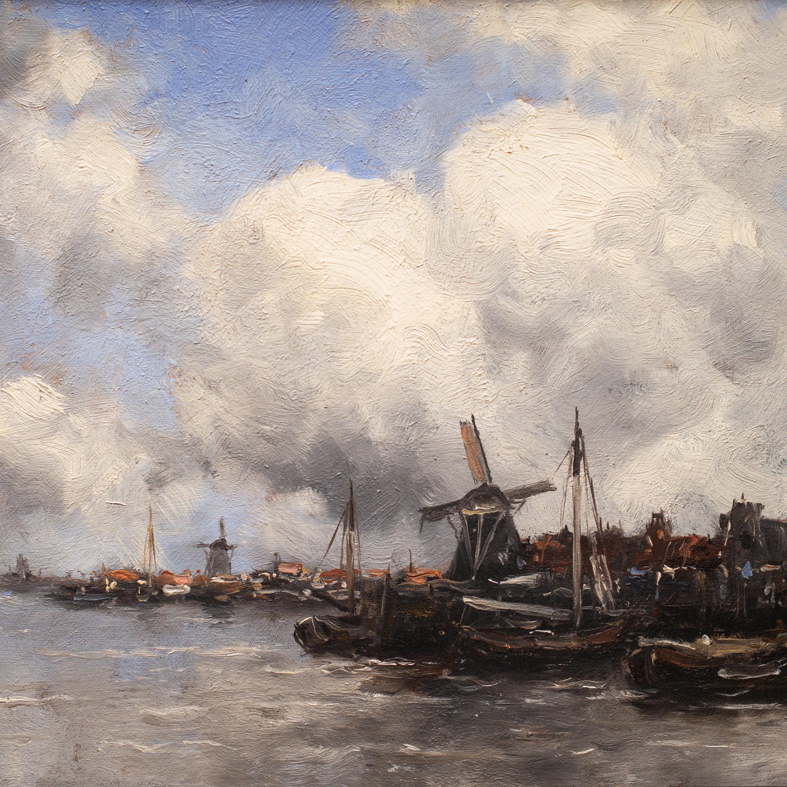 Vista de una ciudad holandesa de Jan Van Couver (Hermanus Koekkoek Jr.) Impresionismo en venta 3