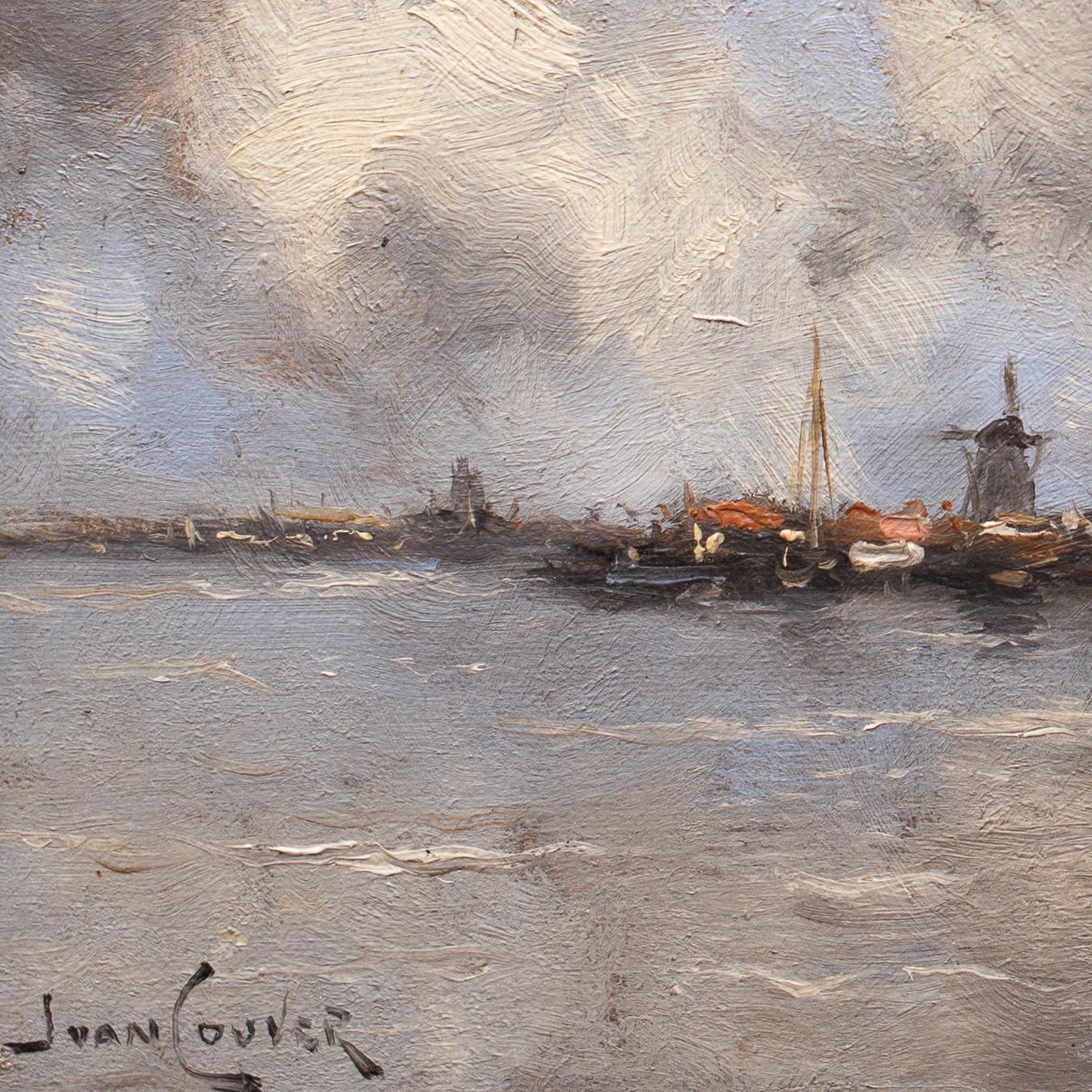 Vista de una ciudad holandesa de Jan Van Couver (Hermanus Koekkoek Jr.) Impresionismo en venta 5