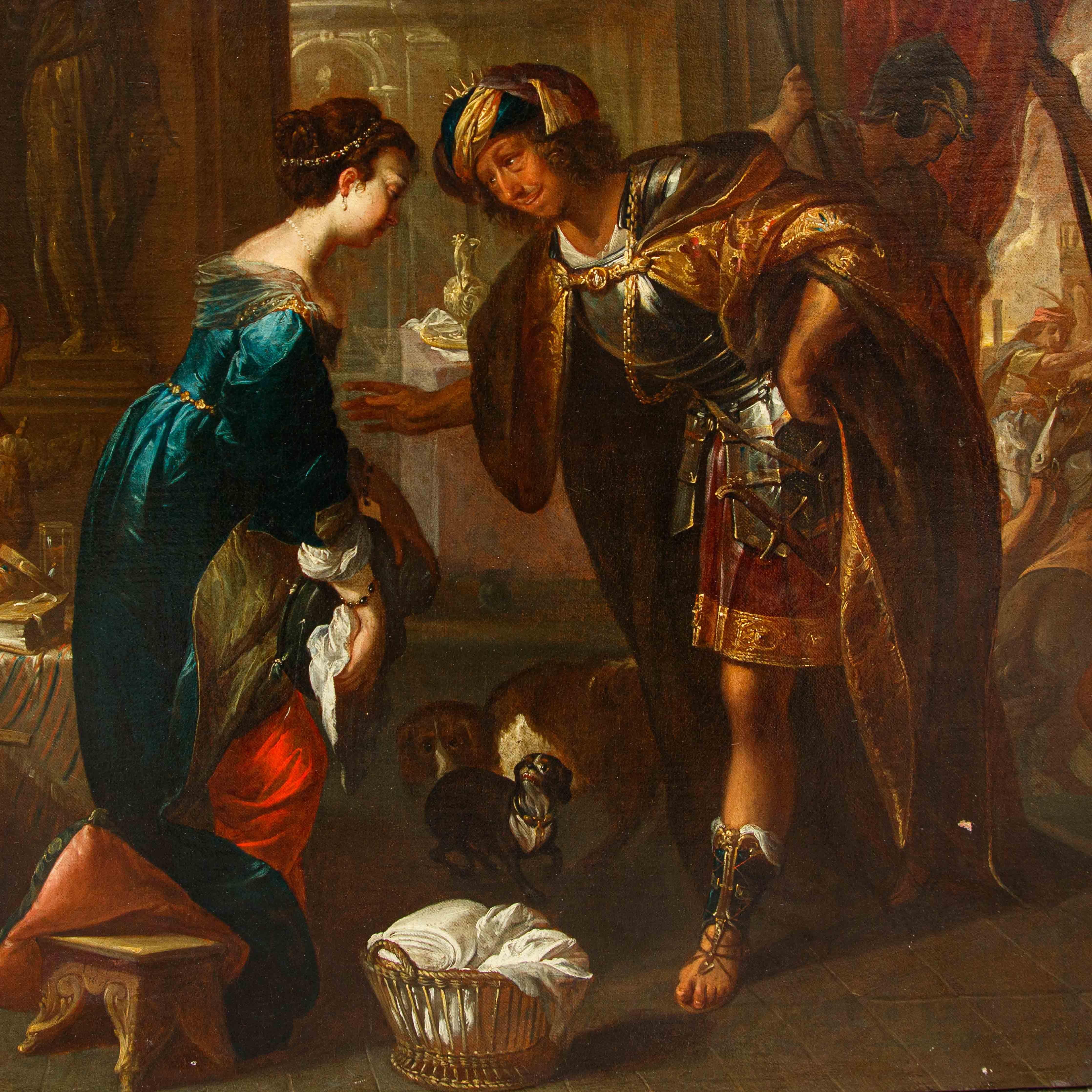 Di Jan van den Hecke (Kwaremont, 1620 – Anversa, 1684), Tarquinio e Lucrezia – Painting von Jan van den Hecke (Kwaremont, 1620 – Anversa, 1684) 