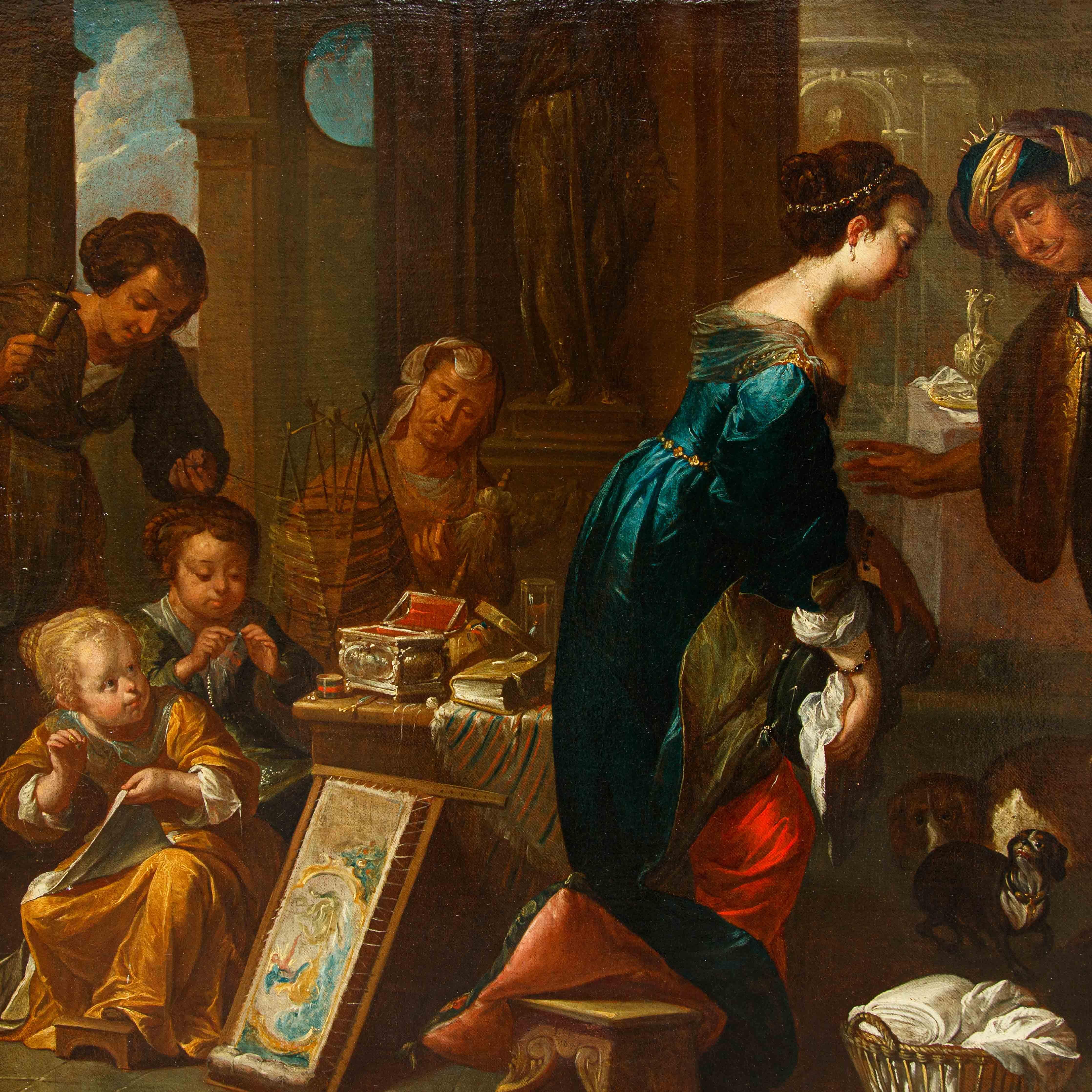 Di Jan van den Hecke (Kwaremont, 1620 – Anversa, 1684), Tarquinio e Lucrezia (Brown), Figurative Painting, von Jan van den Hecke (Kwaremont, 1620 – Anversa, 1684) 