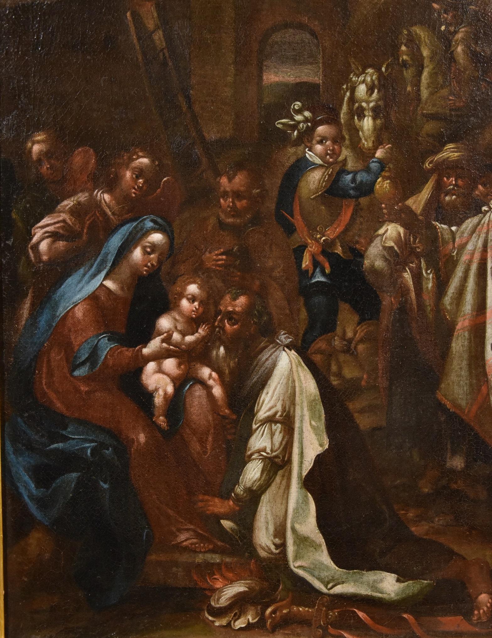 Jan Van der Straet, known as Giovanni Stradano (Bruges 1523 - Florence 1605), Workshop of
The Adoration of the Magi

late 16th century - early 17th century
oil painting on canvas
Measurements: 72 x 60 cm. - with frame 86 x 74 cm.

The proposed