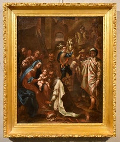 Peinture à l'huile sur toile Magi Jan Van Der Straet « Adoration », maître ancien 16ème siècle 