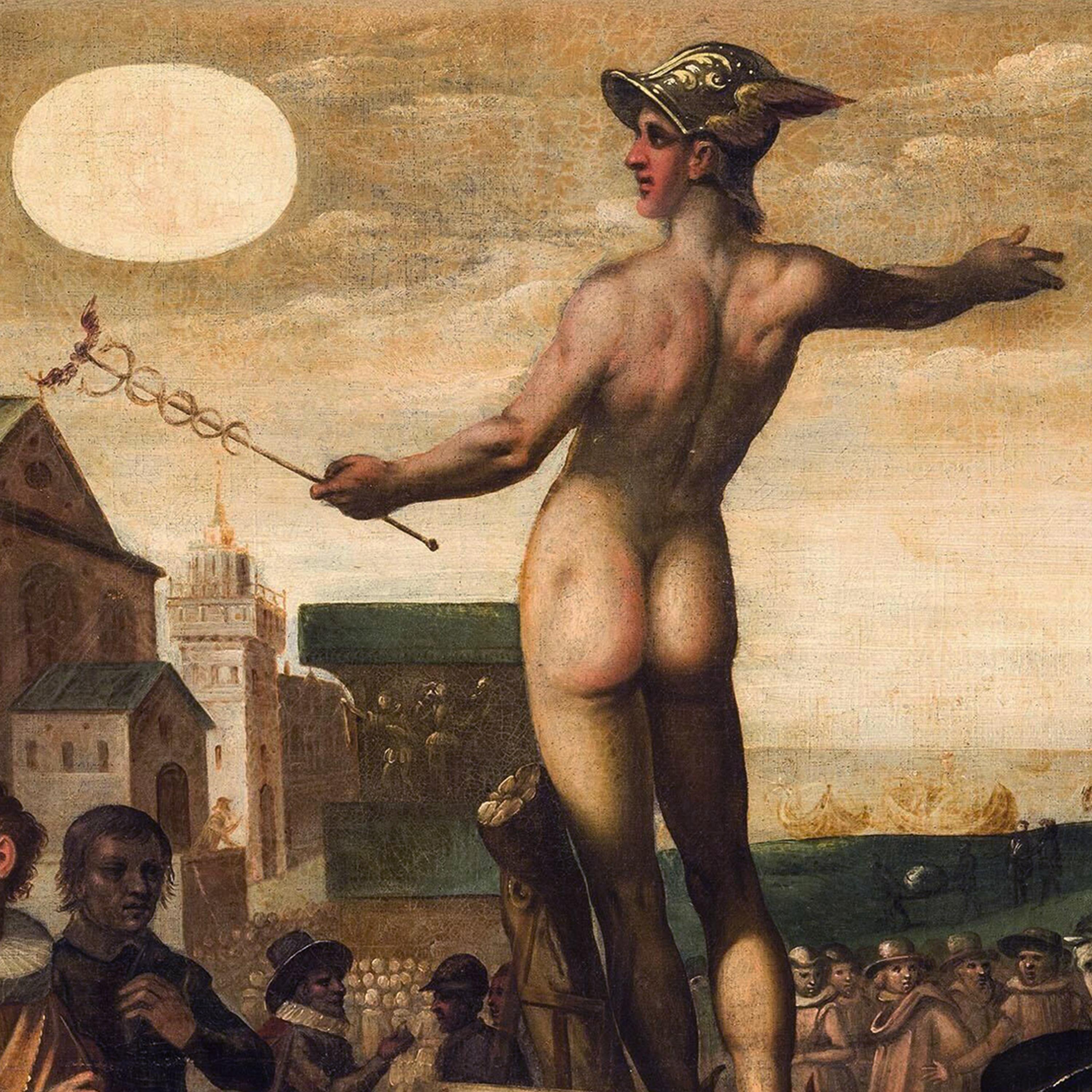 Italian Renaissance Allegorical Oil on Canvas Painting Jan Van Der Straet 1580 1