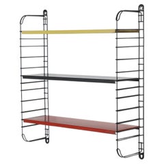 Jan van der Togt Tomado Wall Shelf, 1950s, Metal Wire, Yellow Red Black