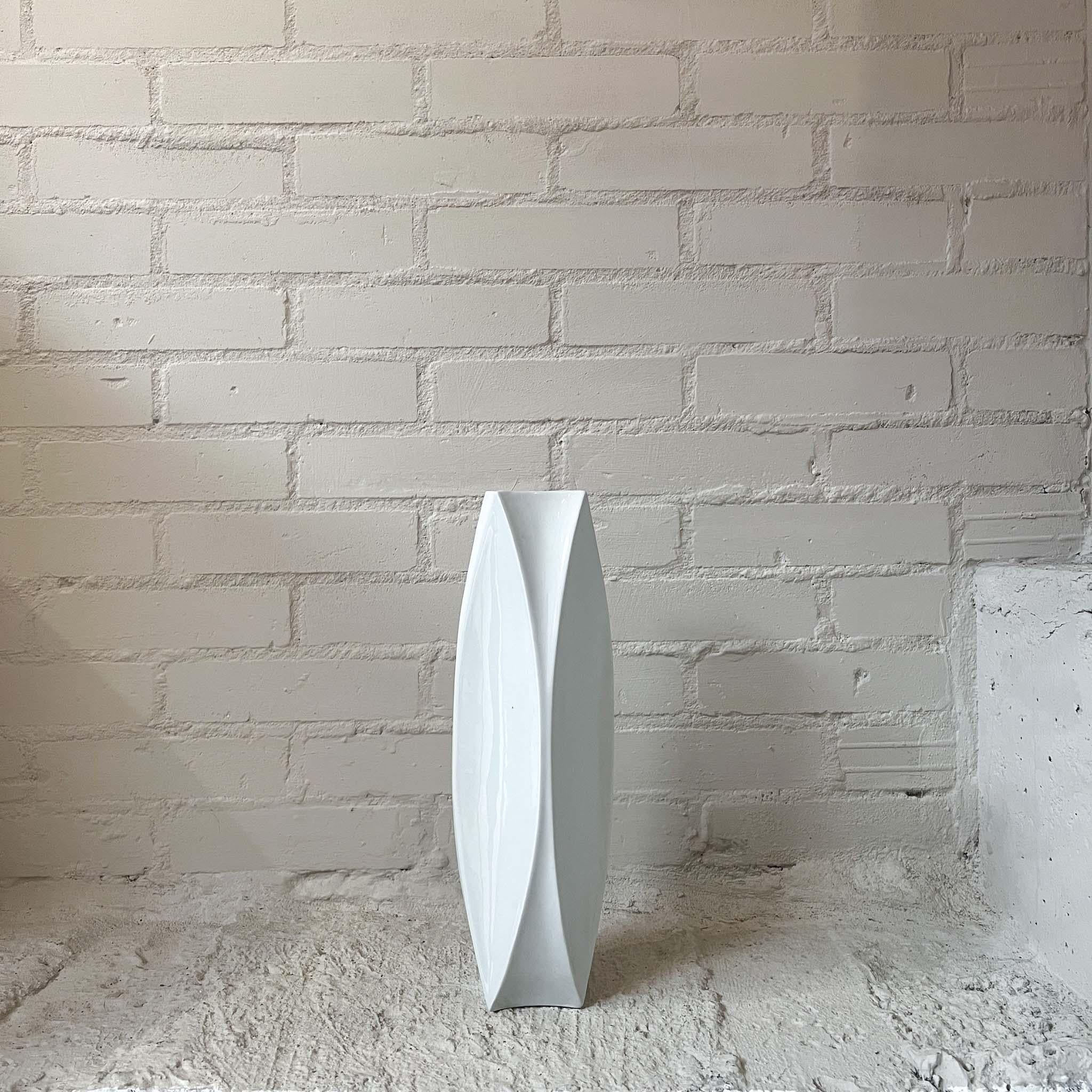 Mid-Century Modern Jan van der Vaart White Ceramic Vase Holder For Sale