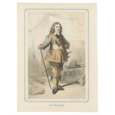 Jan van Galen – Heroic Dutch Admiral, 19th-Century Hand-Colored Lithograph