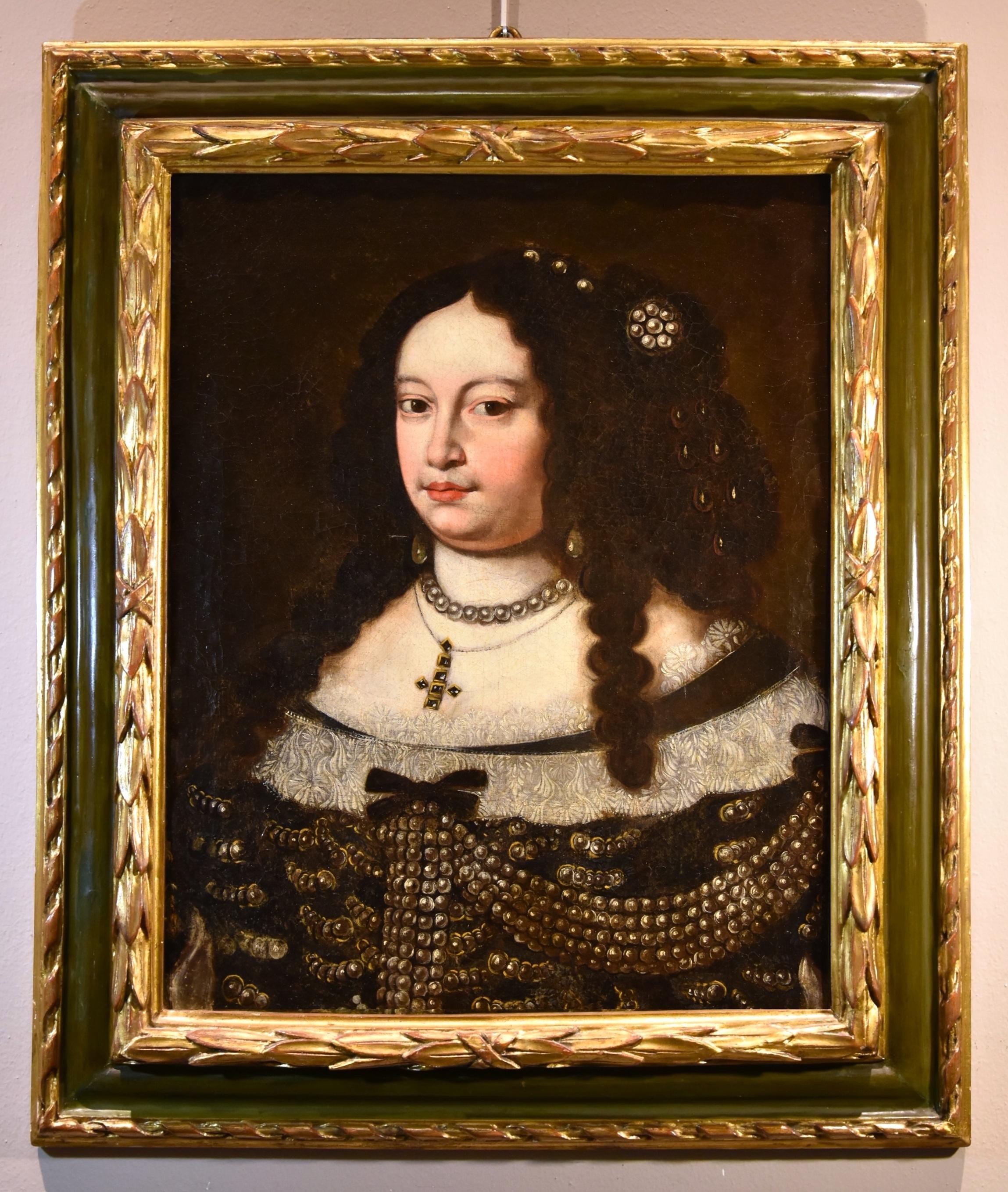 Porträt Herzogin Frau 17. Jahrhundert Gemälde Van Gelder Öl auf Leinwand Alter Meister (Alte Meister), Painting, von Jan Van Gelder (Antwerp 1621 – Modena 1685)