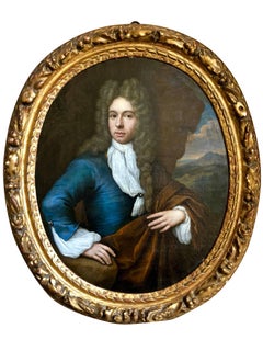 17th Century Portrait of a Gentleman in a Blue Jacket, Jan van Haensburgen.