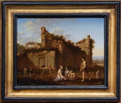 Gathering in antique Ruins, a monogrammed painting by Jan van Haensbergen