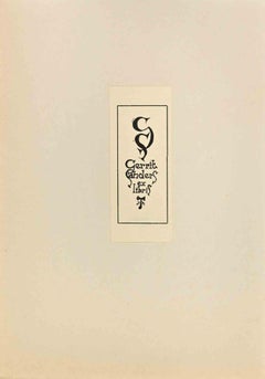 Ex-Libris Cerrit Sanders -  Woodcut by Jan Van Heugten - 1945