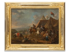 Soldados junto a una tienda, Campamento de soldados, Círculo Van Huchtenburg, Pintura del Viejo Maestro