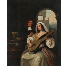 Nach Jan van Mieris (1660-1690) – Ölgemälde, Ein Kenner des 19. Jahrhunderts