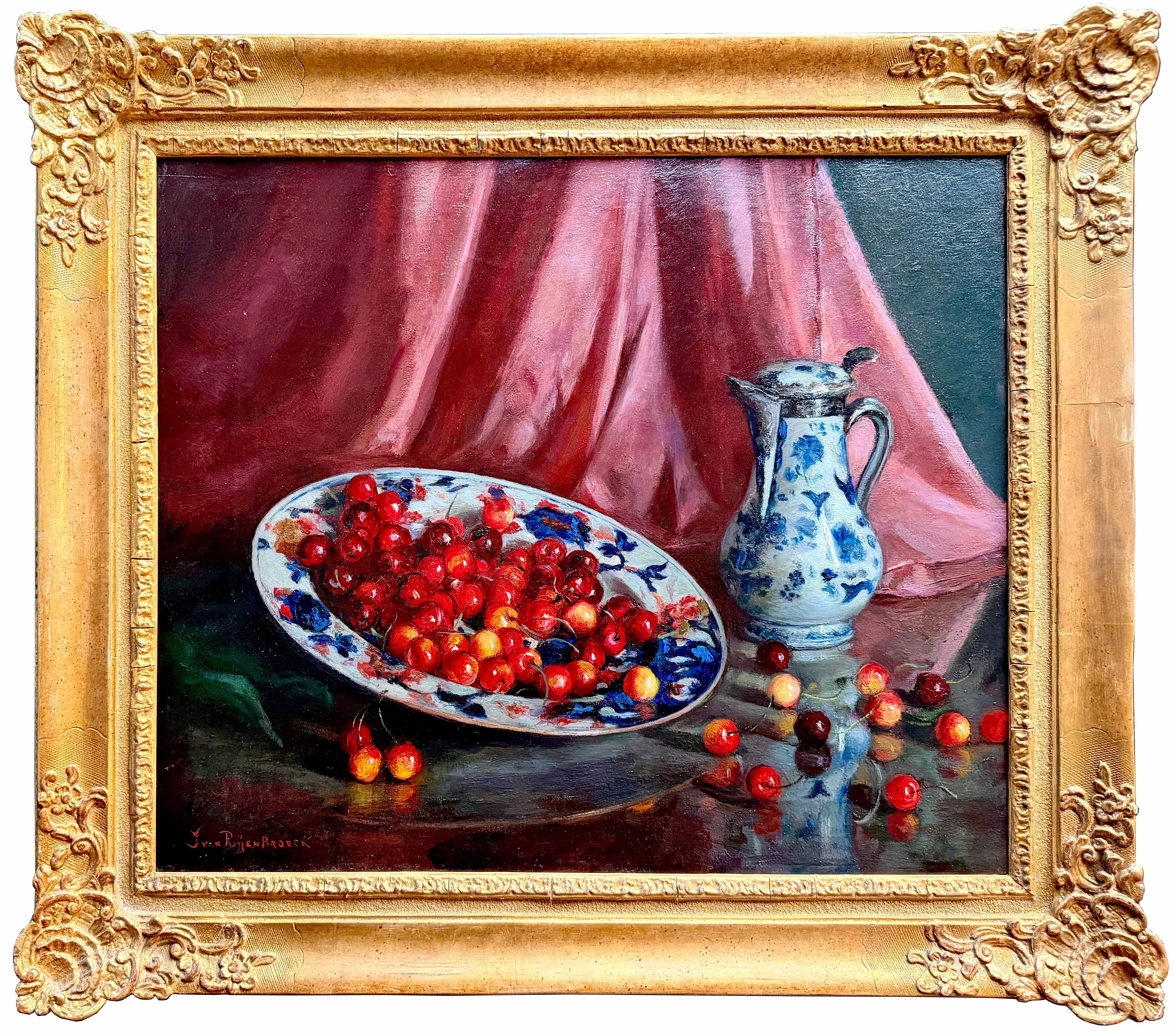 'Still Life with Cherries' by Jan Van Puyenbroeck (Antwerp 1887 – 1972 Schoten)