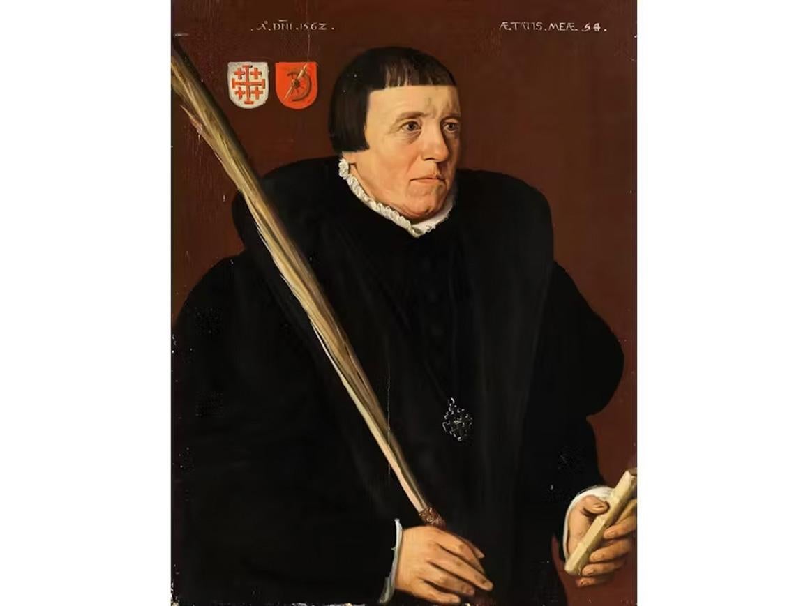 XVIe siècle Jan van Scorel Portrait d'un membre de la confrérie de Jérusalem en vente 2