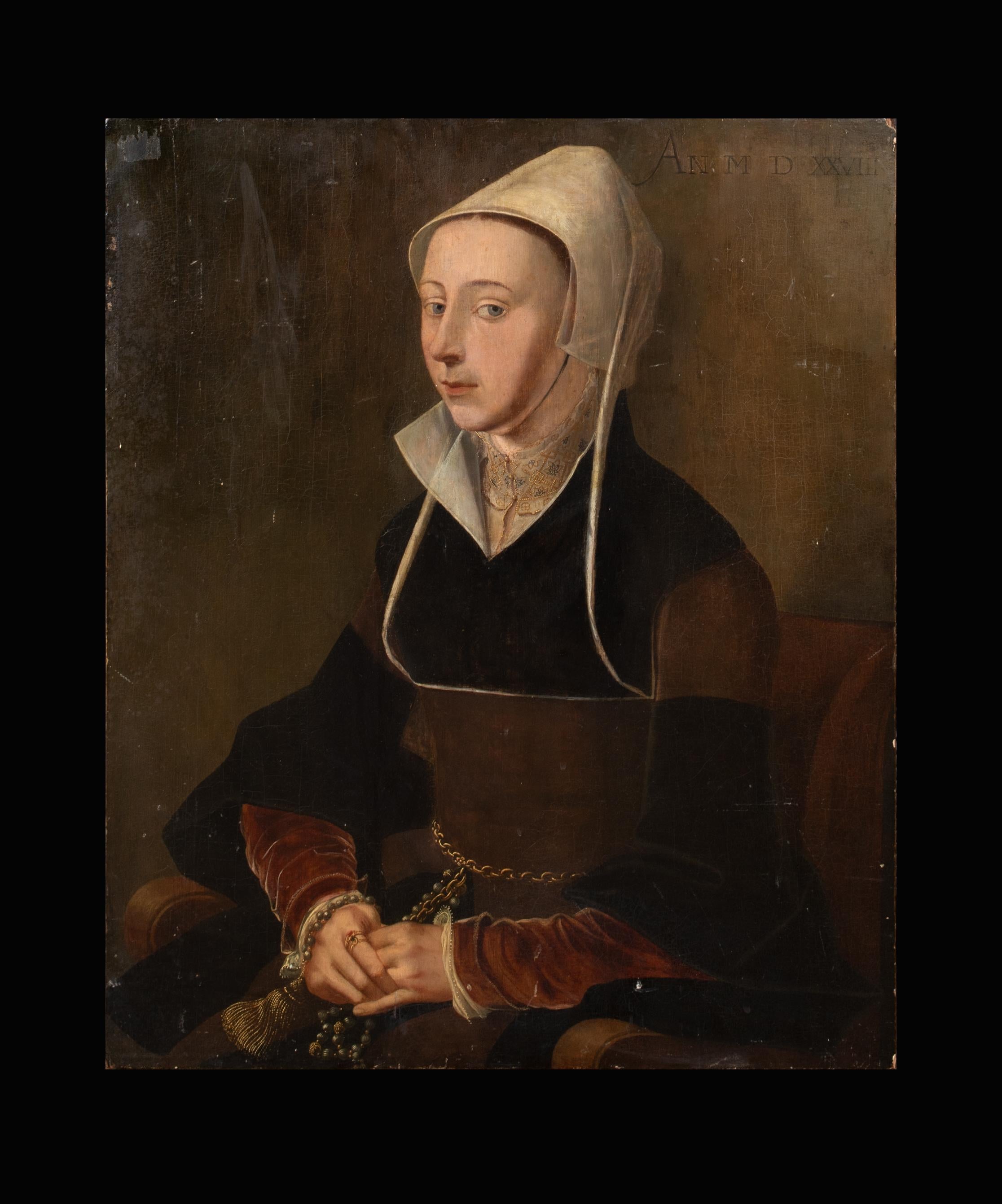 Portrait of a Woman Identified as Francisca Van Luxemburg, dated 1528 - Painting by Jan van Scorel